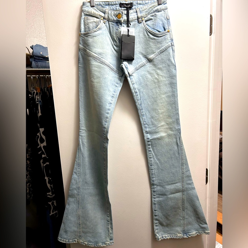 NWT “BLUMARINE” FLARE JEANS/40IT TALL/MID-HIGH RISE/LIGHT BLUE/GORGEOUS!